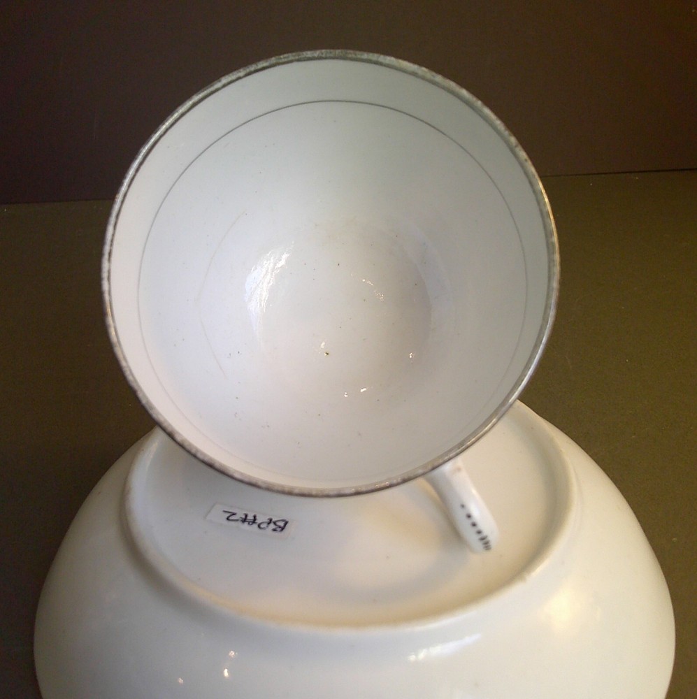 Antique Bat Print Cups and Saucers X 2 . Ref 2bp