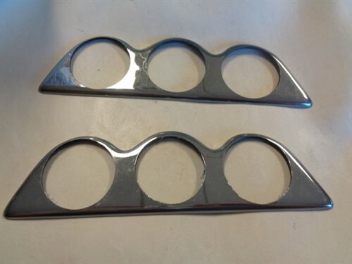 GAUGE PANEL PAIR ( 2 ) BLANK PLASTIC SILVER 9 5/8" X 2 5/8" MARINE BOAT