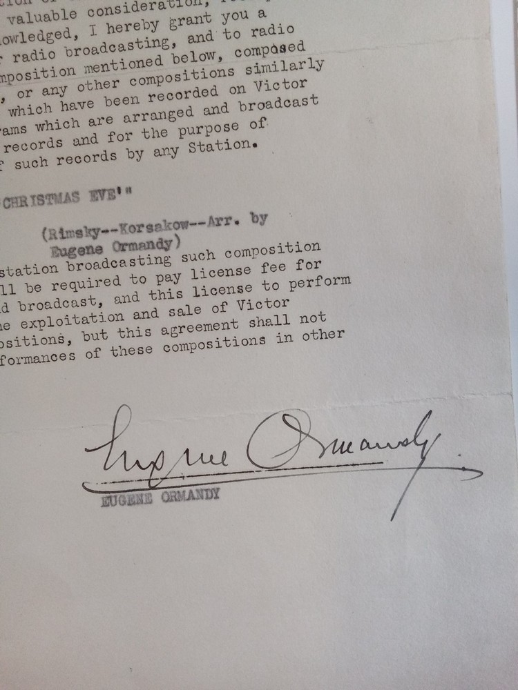 Eugene Ormandy Signed Letterhead Philadelphia Orchestra Conductor JSA