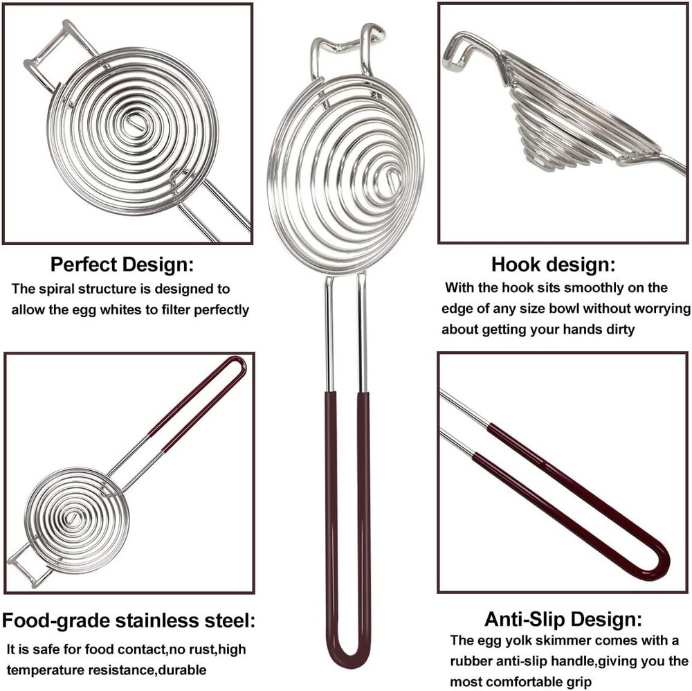 1 Pack Stainless Steel Yolk White Separator Tool (Silver)