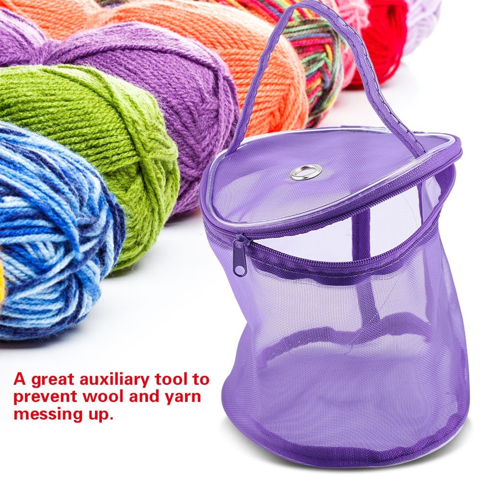 Purple Storage Bag Cylinder Mesh Wool Yarn Exquisite Container Handba