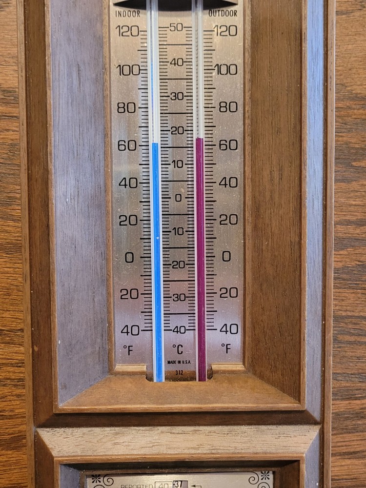 Working Vintage Mid Century Barometer Temperature wind chill Factor calculator