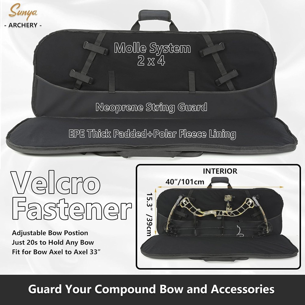 Compound Bow Case with Molle System - Neoprene Bow String Protection & Padded...