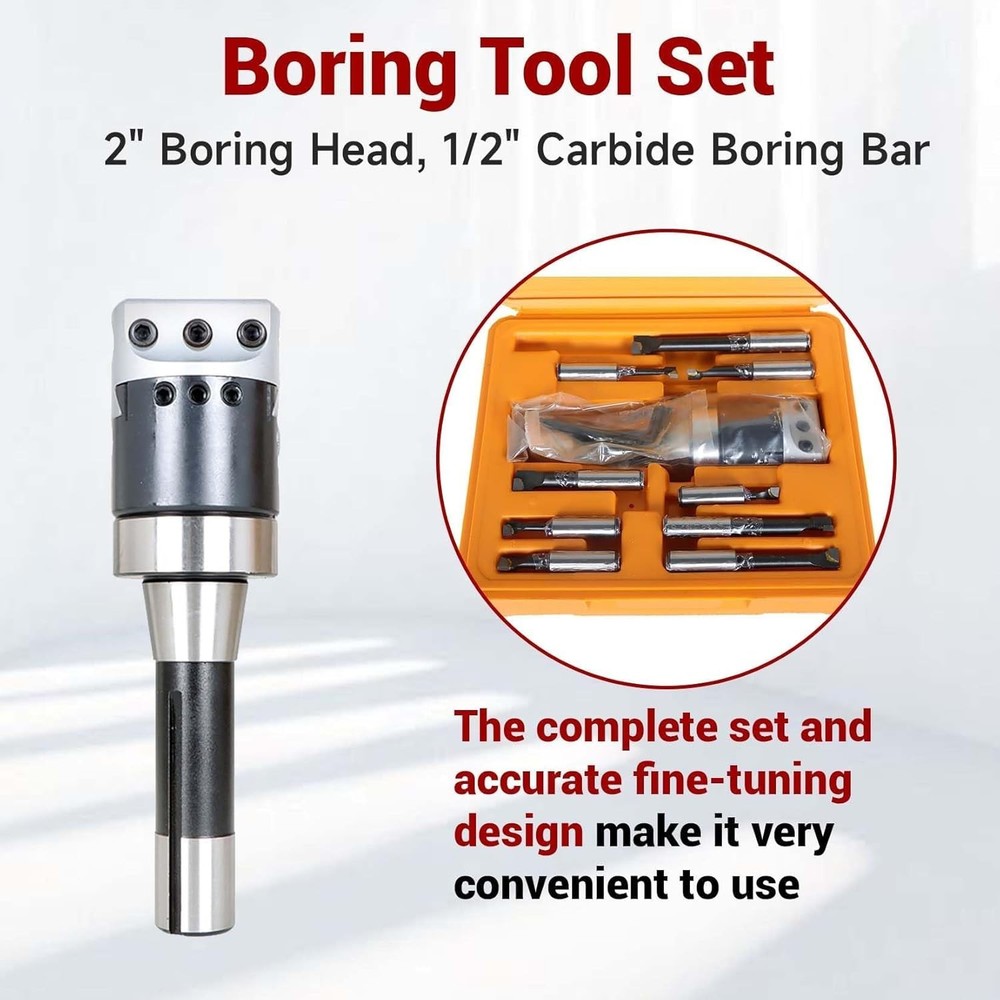 2" Boring Head R8 Shank Tool Set, 9pcs boring head set