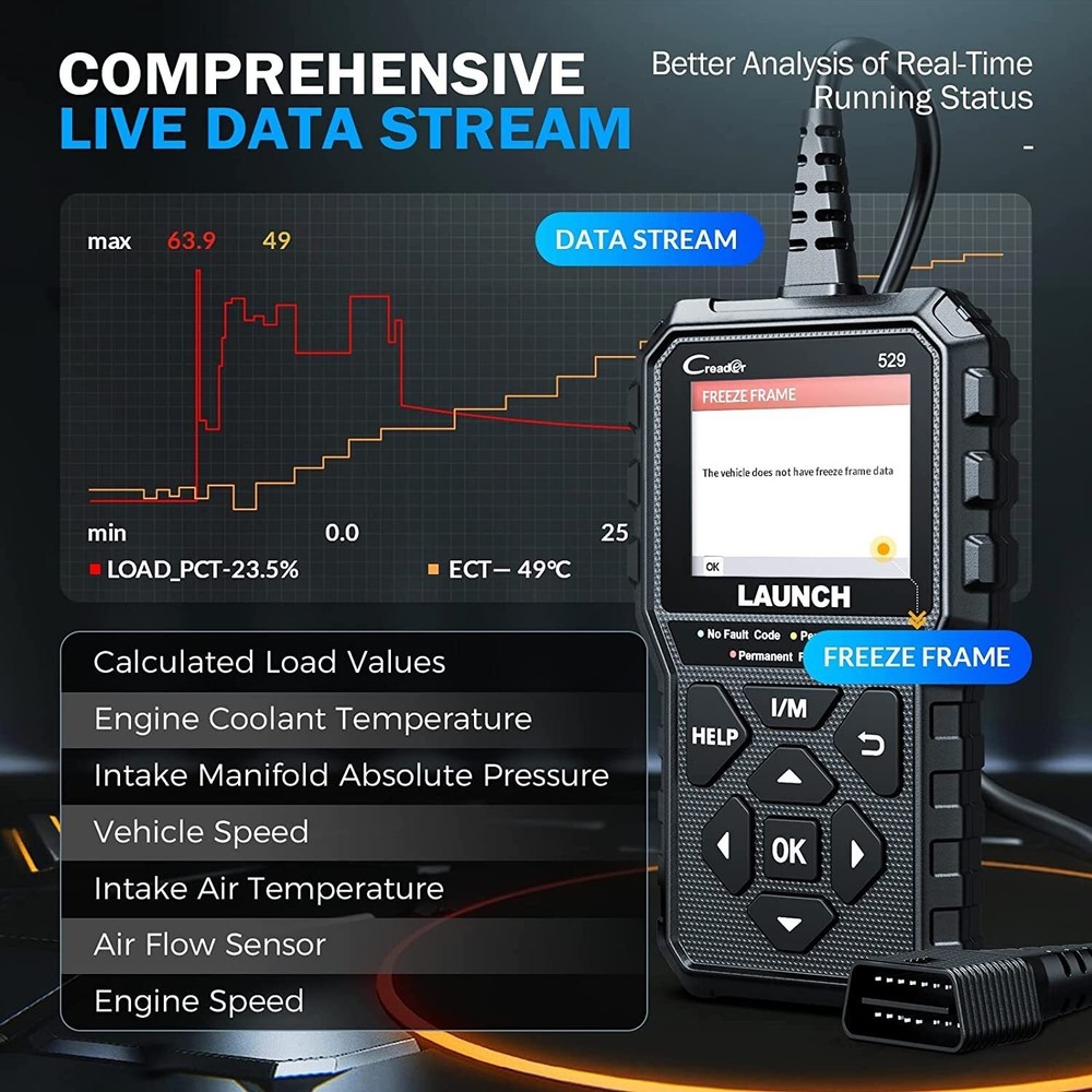 2026 LAUNCH CR529 Full OBD2 Engine Check Car Code Reader Scanner Diagnostic Tool