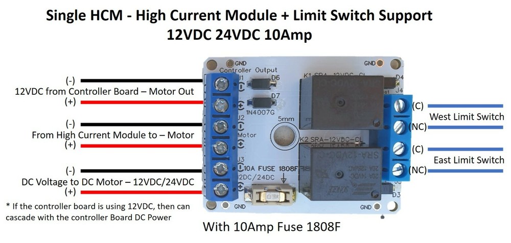 Single Relay Module Limit Switch's PV Panel Sun Tracking Control DIY 12V 24V 10A
