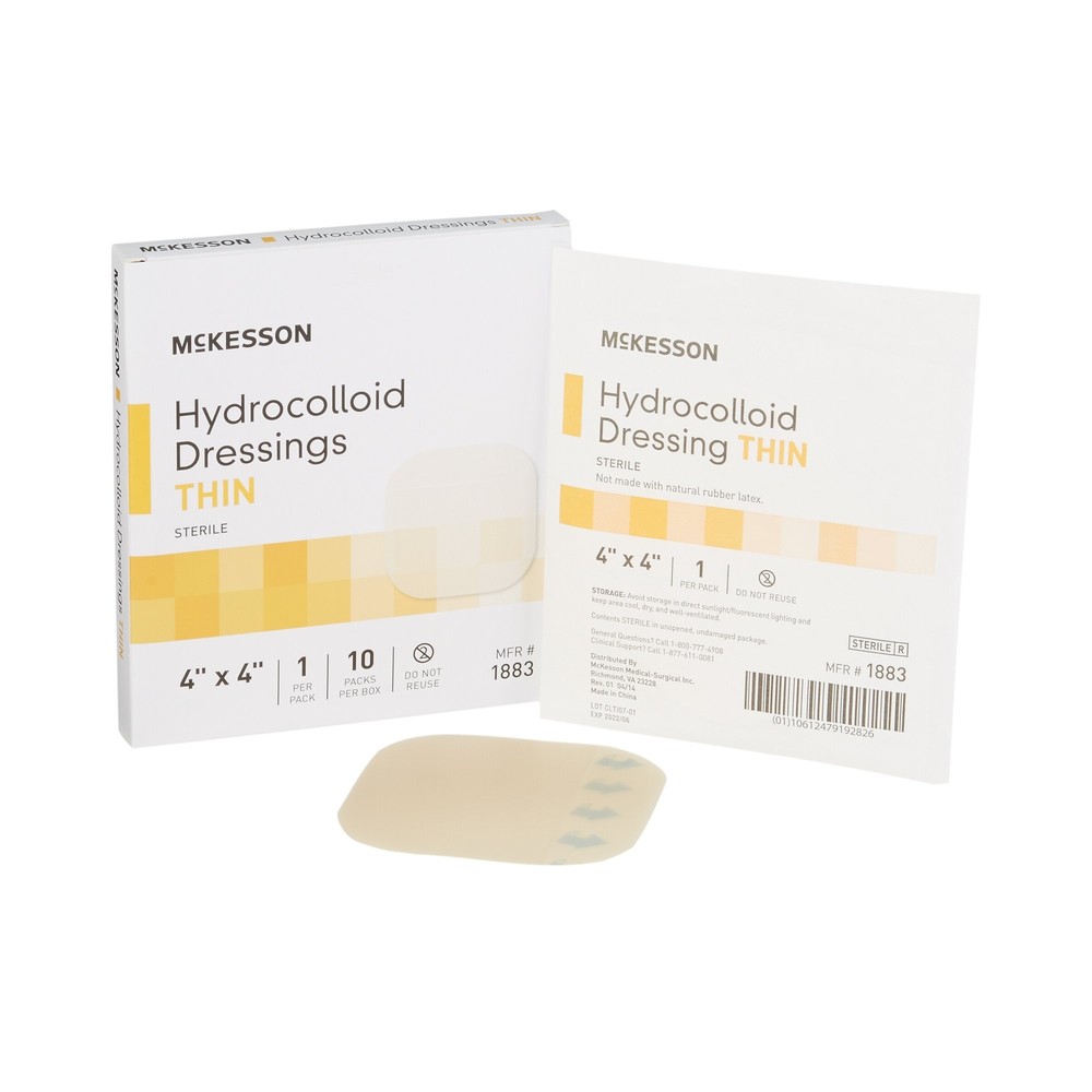McKesson Thin Hydrocolloid Dressing 4 x 4" Square Thin 1883 10 per Box