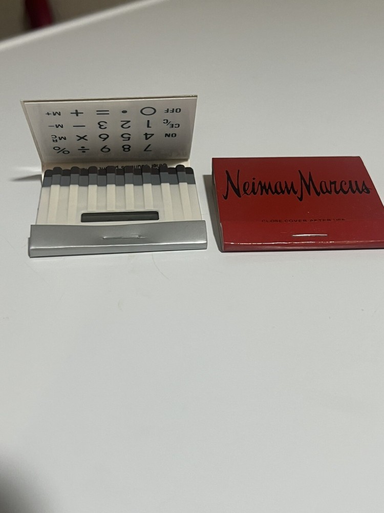 2 Vintage Neiman Marcus Calculators Shaped like Matchbook - Not Working