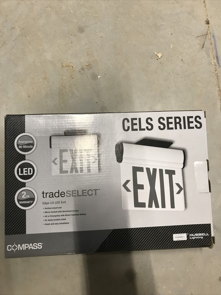 COMPASS CELS2RN Edge-Lit LED Emergency Exit, Surface Mt, Double Face, Red