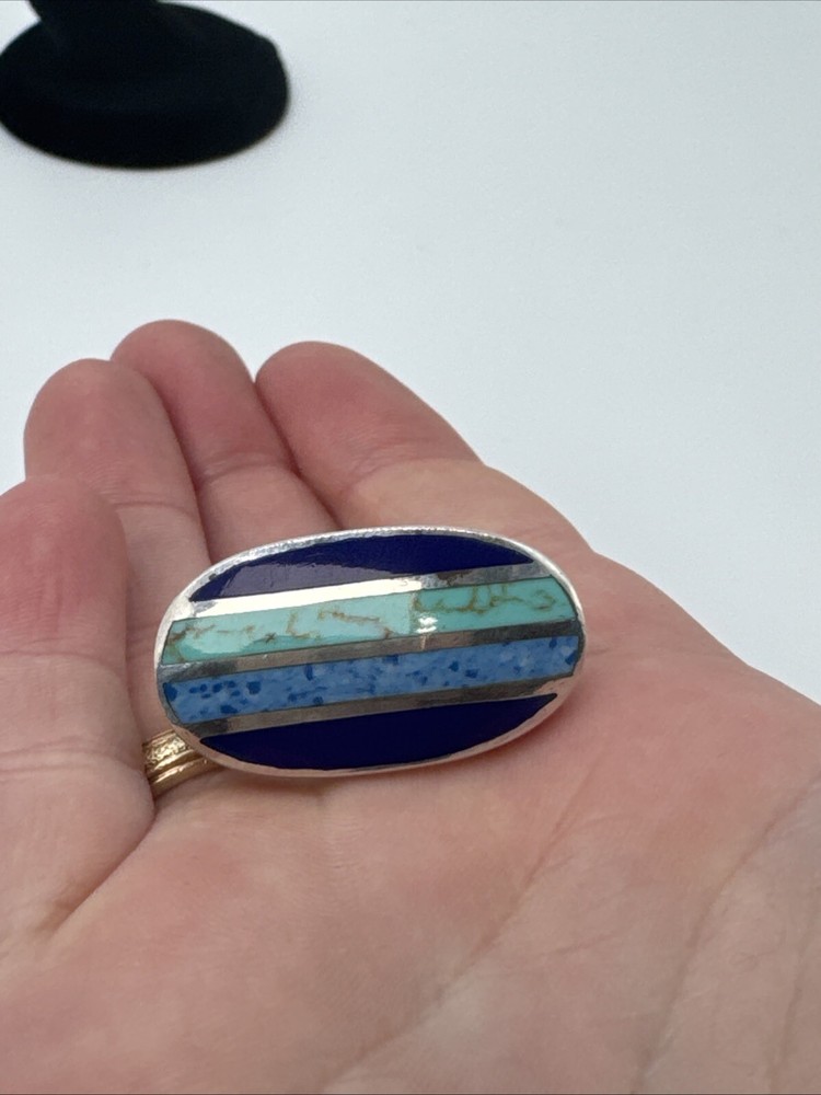 Sterling Turquoise And Lapis Lazuli Ring Size 6