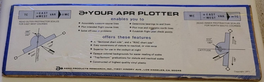 Vintage Aero APR NP-13 Pilot Navigational Plotter - SEALED