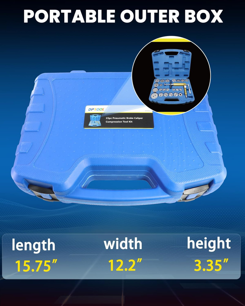 23Pc Pneumatic Brake Caliper Compression Tool Kit with 22 Adapters