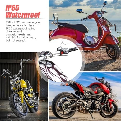 3 Pieces Motorcycle Headlight Switch Handlebar Toggle Switch 7/8 Inch 22 Red