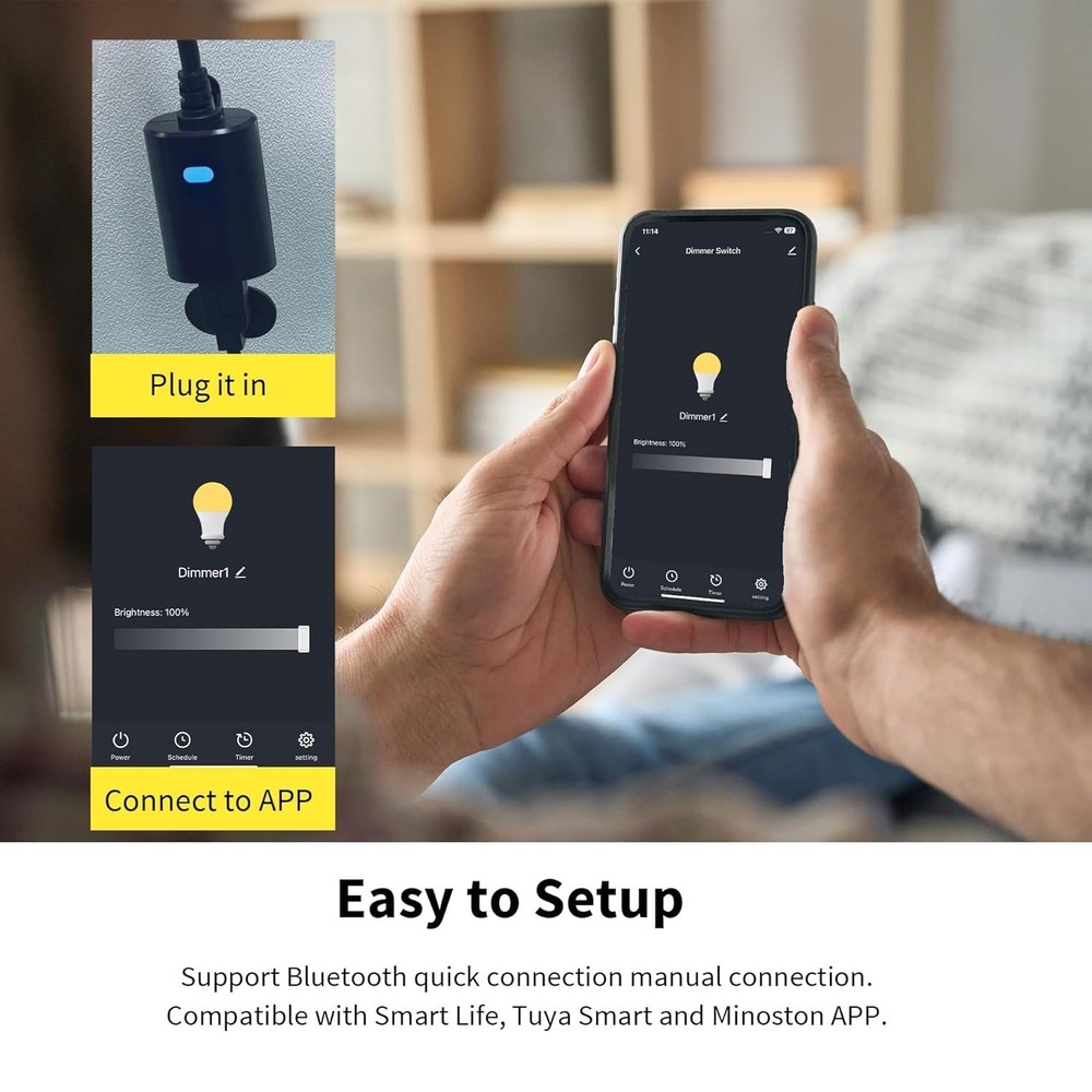 Customizable WiFi Dimmer Plug for Dimmable String Lights - No Hub Required