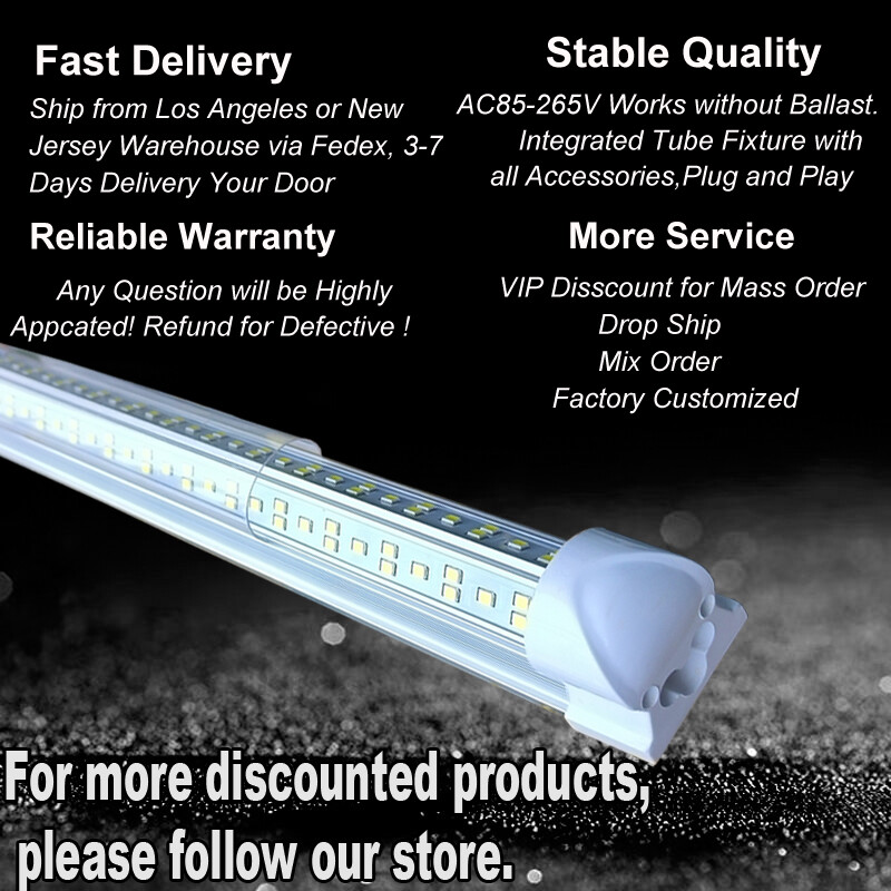 25Pc 8 Foot LED Shop Lights 144w Fixture 8FT T8 8' LED Tube Light Bulbs 6500K
