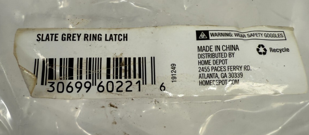 Gate Latch Heavy Duty Slate Grey Ring Latch with Rust Defender