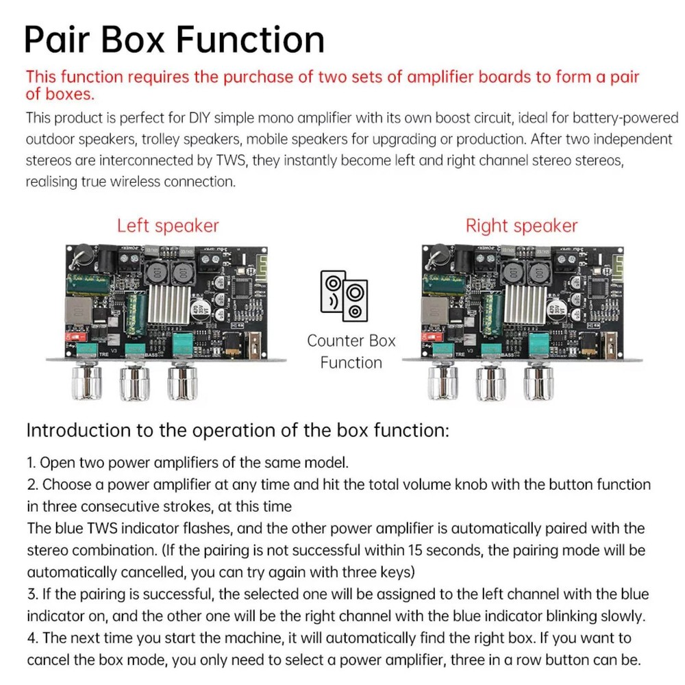 ZK-1001U Audio Power Amplifier Board With Multi-Function Button Control
