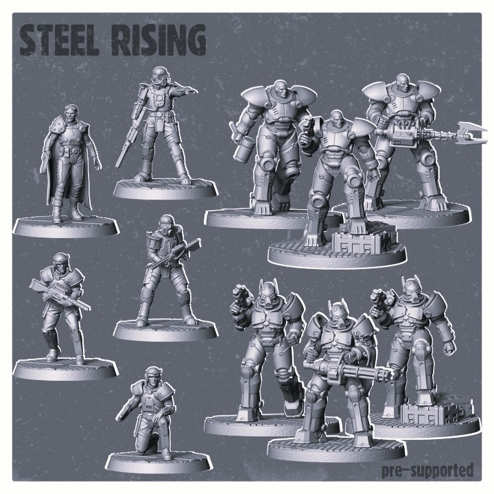 Fallout Wasteland Warfare: Enclave-Assault Force Proxy 3D Printed Models