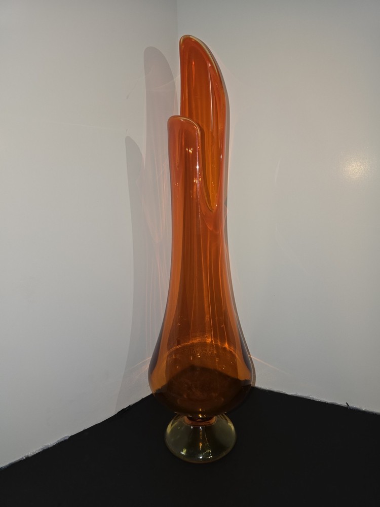 L.E Smith Orange Swing Vase