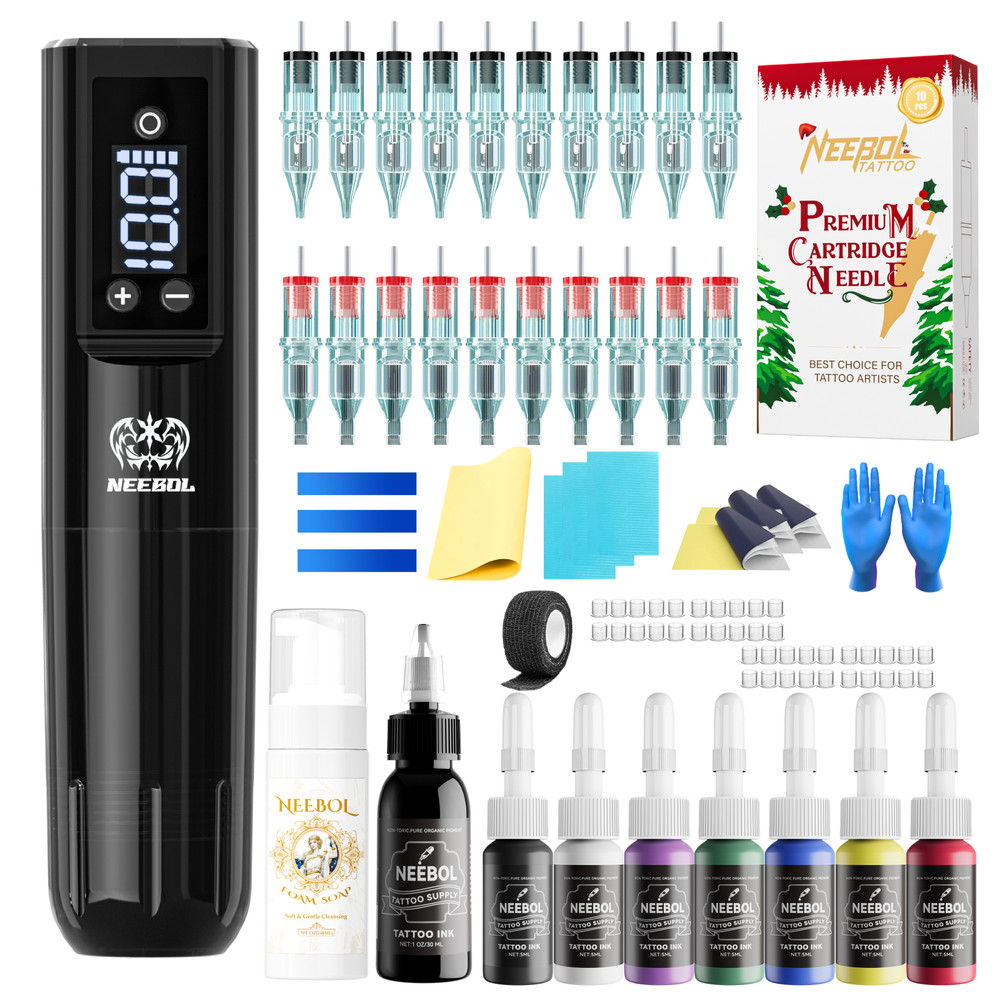Wireless Tattoo Kit Complete for Beginners Tattoo Machine with Needle Inks Cups