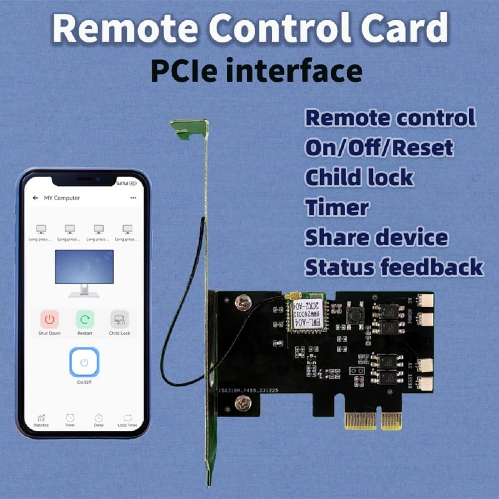 PCIe Remote PC Power Control Card Wireless Computer On/Off Reset Controller App