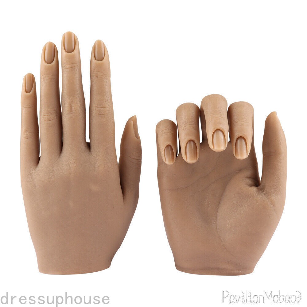 Female Silicone Hands Nail Practice Mannequin Model Display Inserted