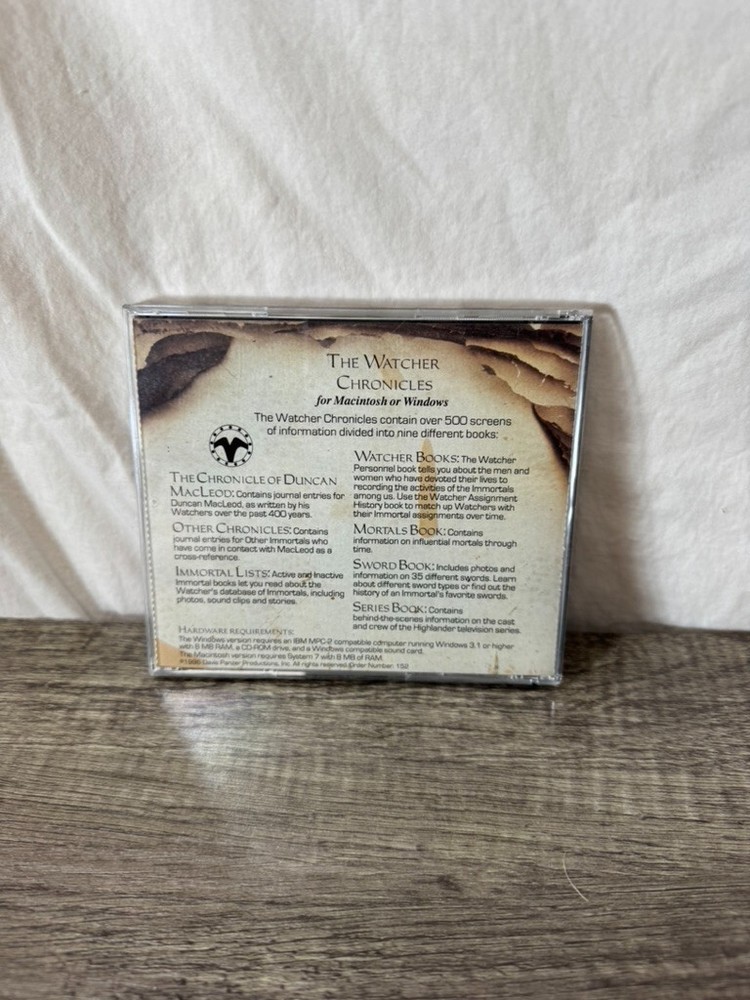 Highlander "The New Watcher Chronicles" (PC CD-ROM, 1996) - Untested