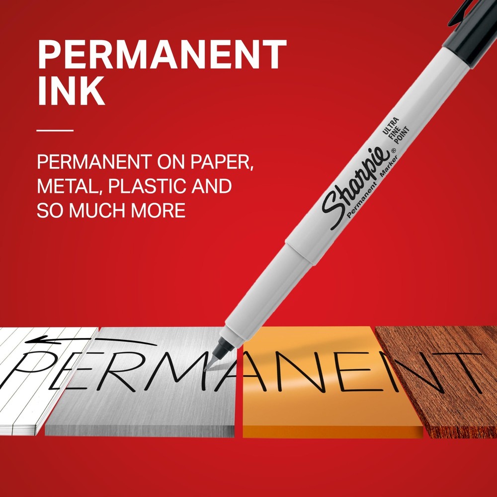 Sharpie Permanent Markers, Ultra Fine Point, Assorted Colors, 12 Count