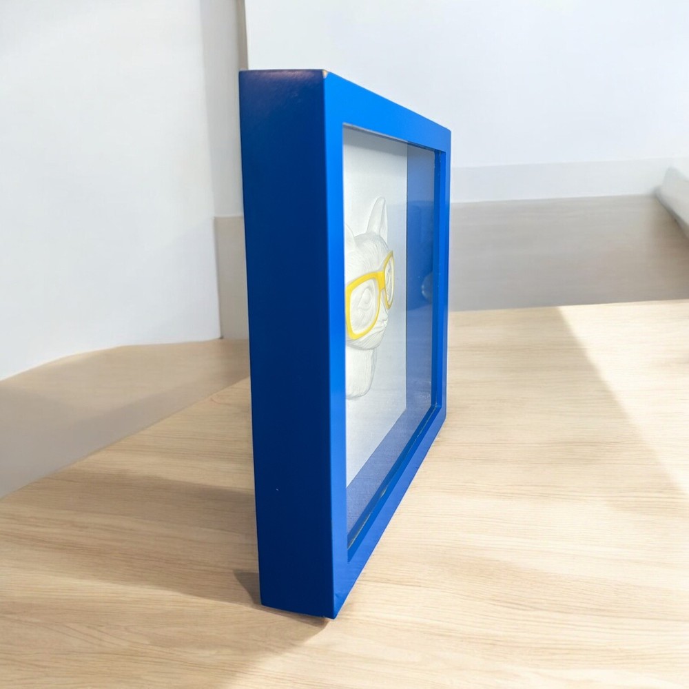 Decorative Art Cat 3d Glasses Yellow Framed Blue