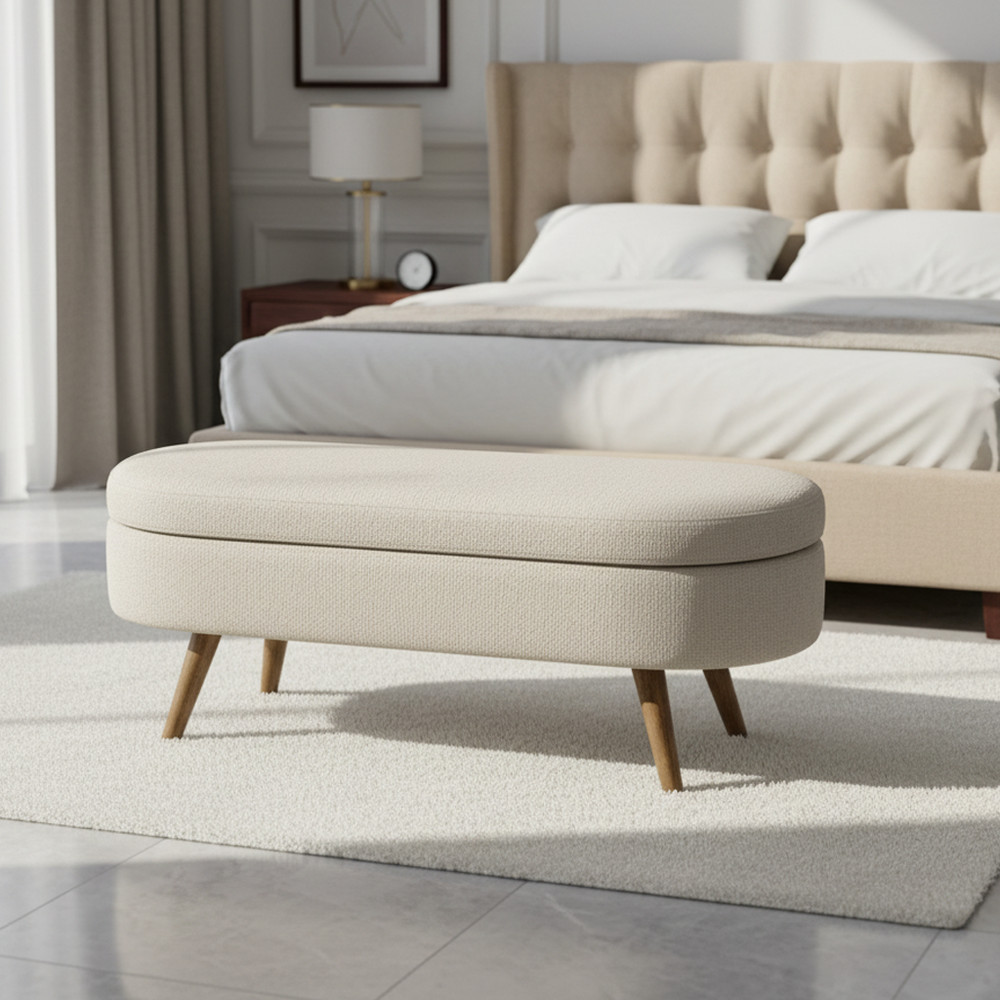 Evora 43.5” Ottoman Storage Bench, Beige