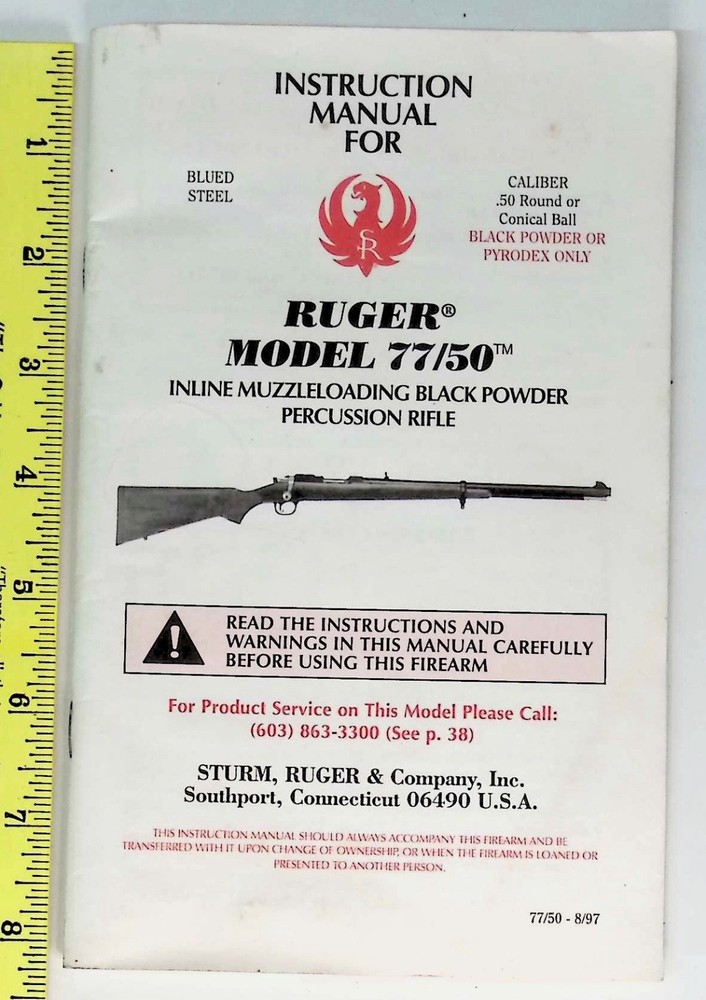 Ruger Model 77/50 Muzzleloading Black Powder Rifle Instuction Manual
