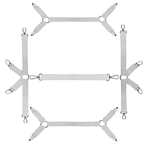 Bed Sheet Straps,Fitted Sheet Clips,Adjustable Bed Sheet Fasteners for White