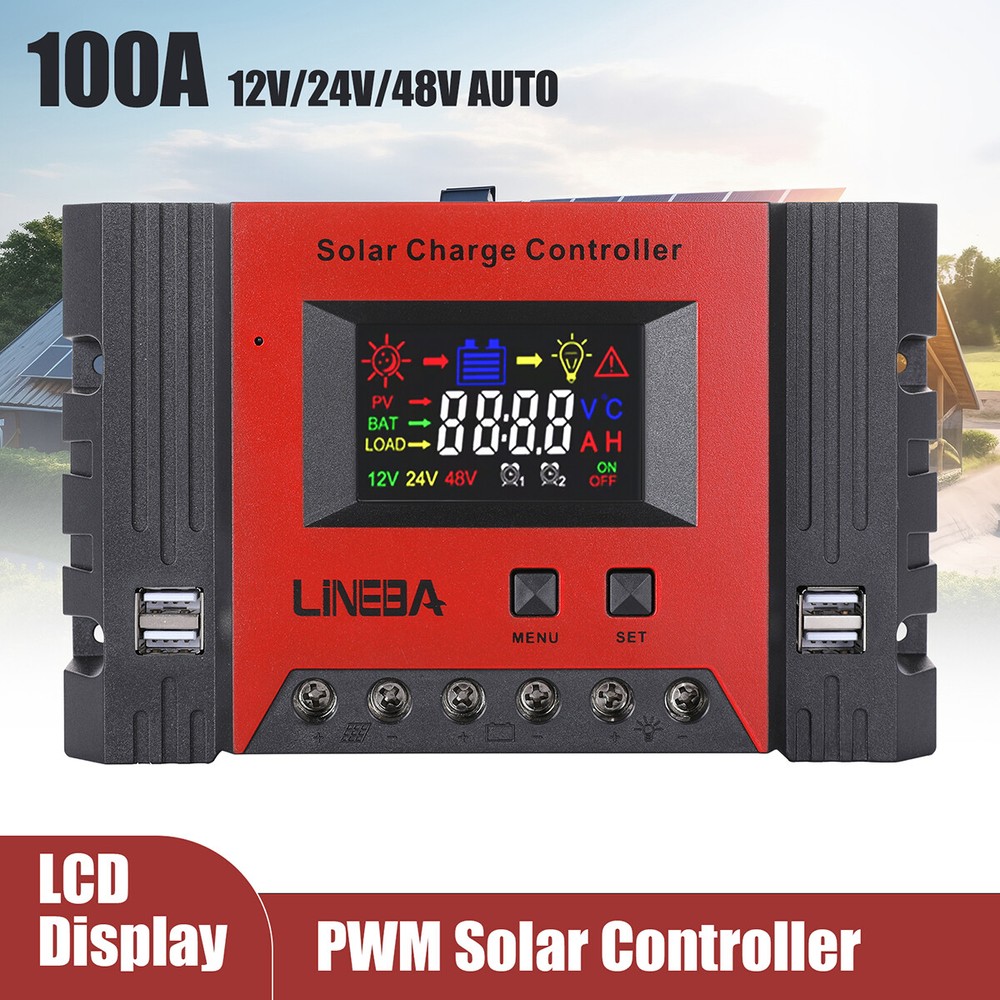 100A 12V/24V/48V Solar Panel Kit Regulator Charge Controller Auto Focus Tracking
