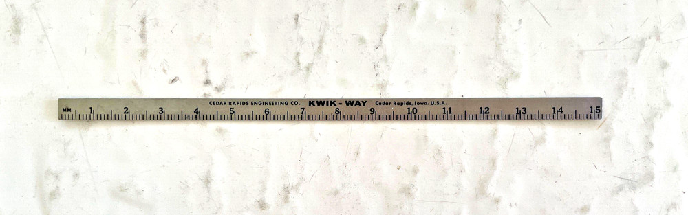 VTG Cedar Rapids Engineering Co Iowa Stainless Steel Ruler USA
