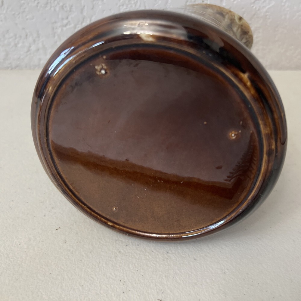 Vintage Brown Drip Glazed Pitcher- 9.5” Tall