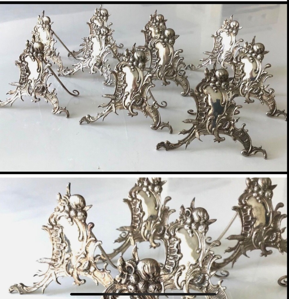 silver German solid silver card menu or name Holder Rococo 10/PS