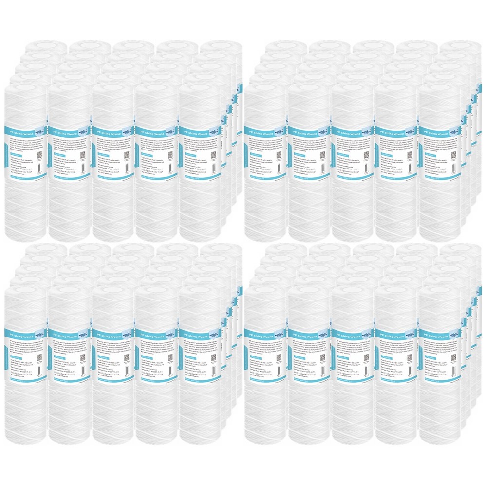 100 Pack 10"x2.5" String Wound Whole House Sediment Water Filter RO Replacement