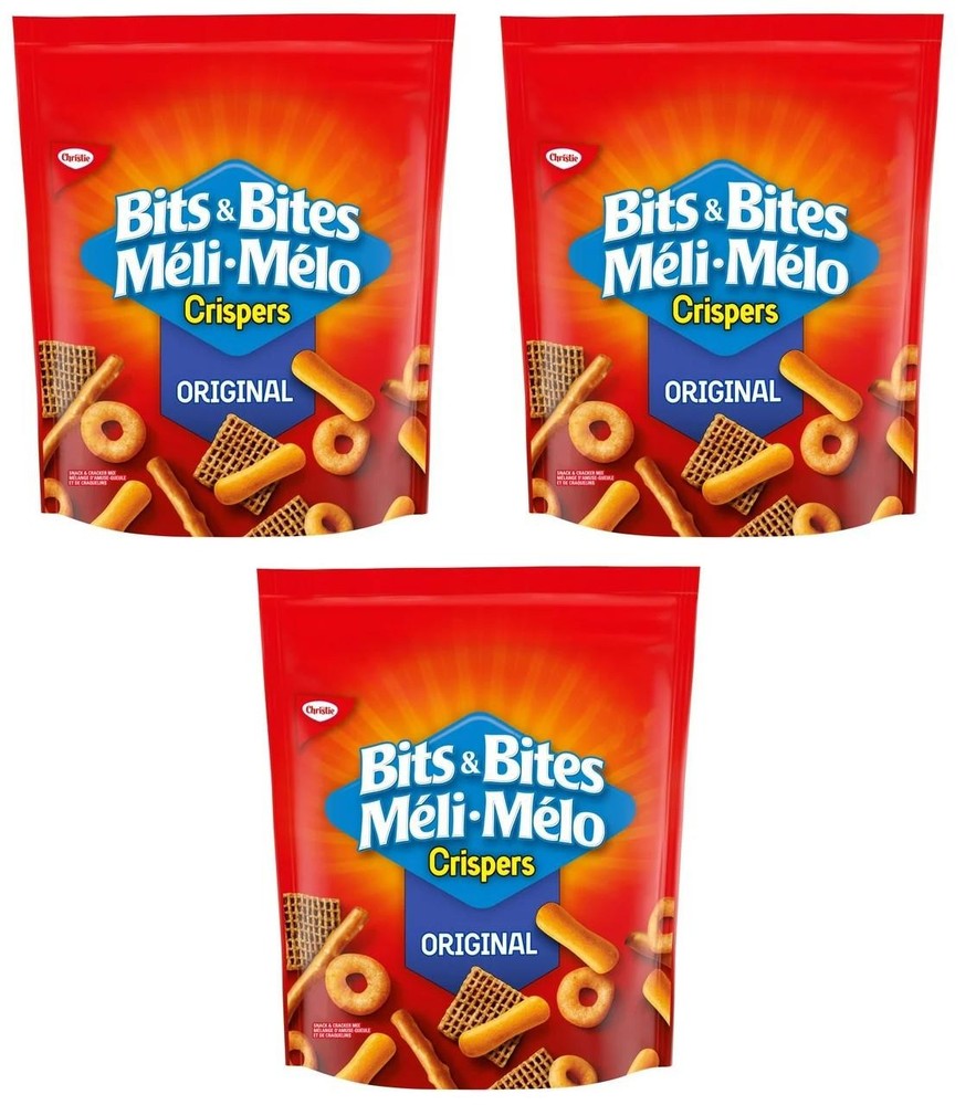 Crispers Bits & Bites Original Snack and Cracker Mix, 145g (3 Pack)