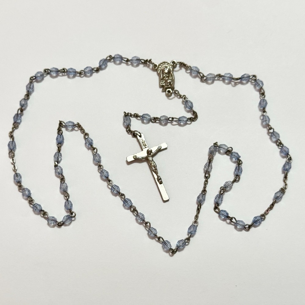 Vintage 1960’s Rosary Blue Crucifix EXCELLENT