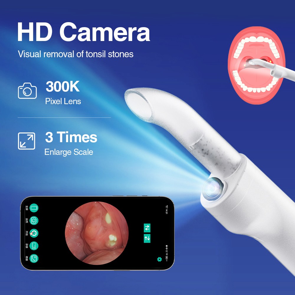 Electronic Visible Tonsil Stone Remover Kit with HD Camera Built-in LED Light