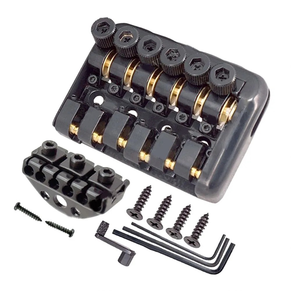 Fixed Bridge Tailpiece for Headless Electric Guitars 6 String with Lock Nut