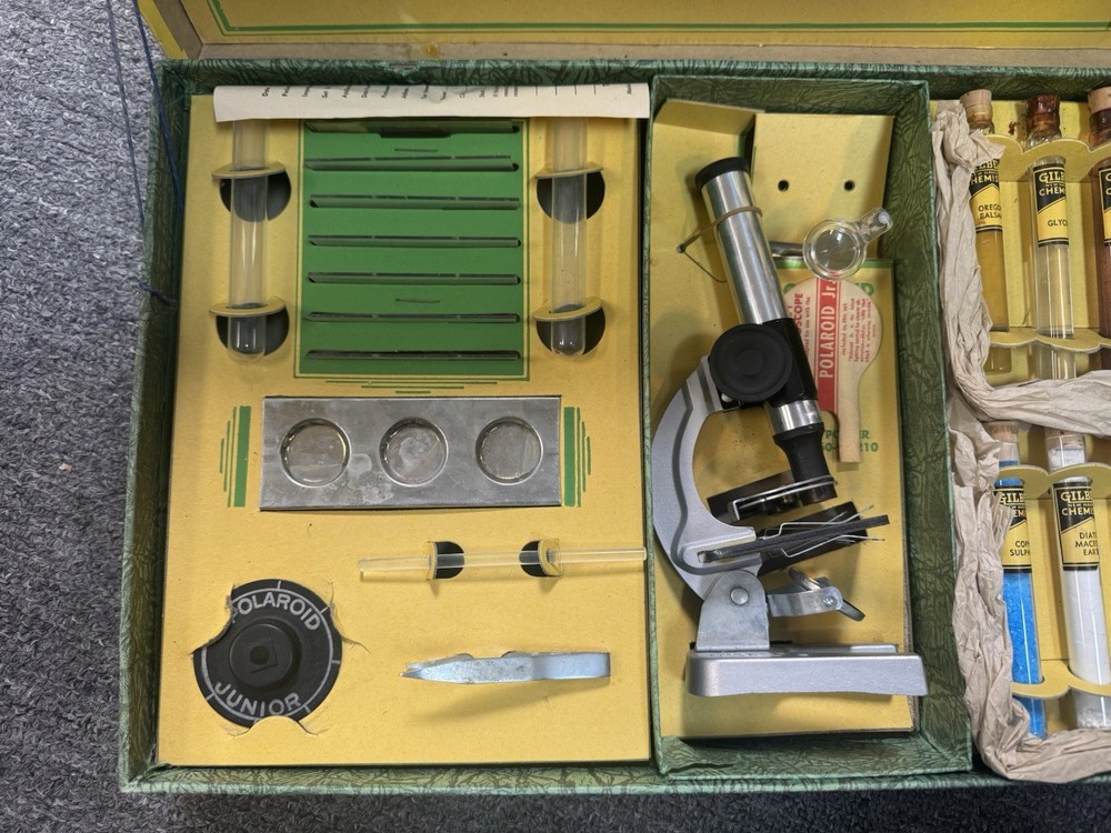 VINTAGE 1938 GILBERT MICROSCOPE SET No. 8 - Great Condition