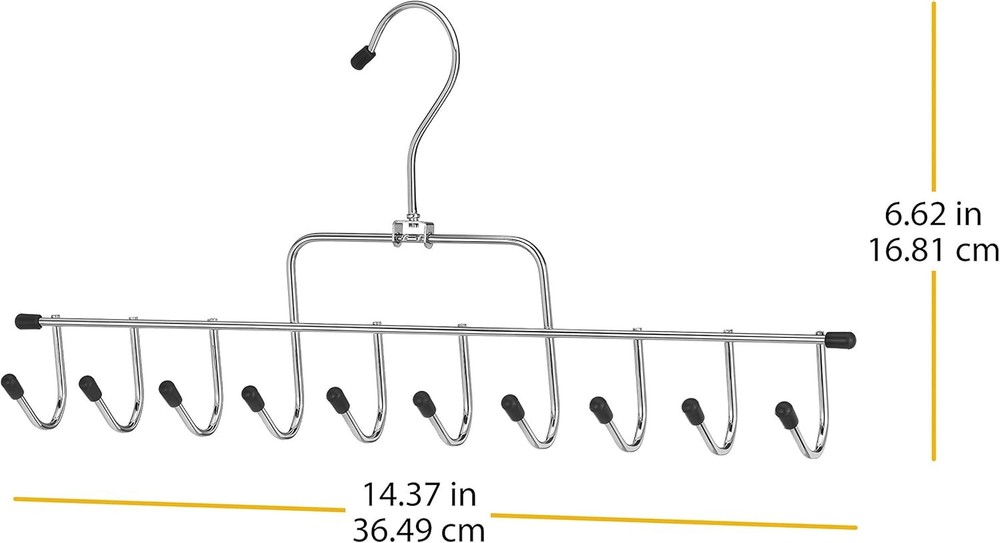 Whitmor 10 Hook Accessory Hanger, Chrome & Black 1, &