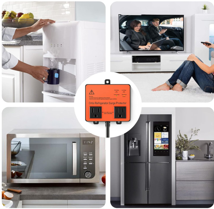 Refrigerator Surge Protector Double Outlet Voltage Protector for Appliances