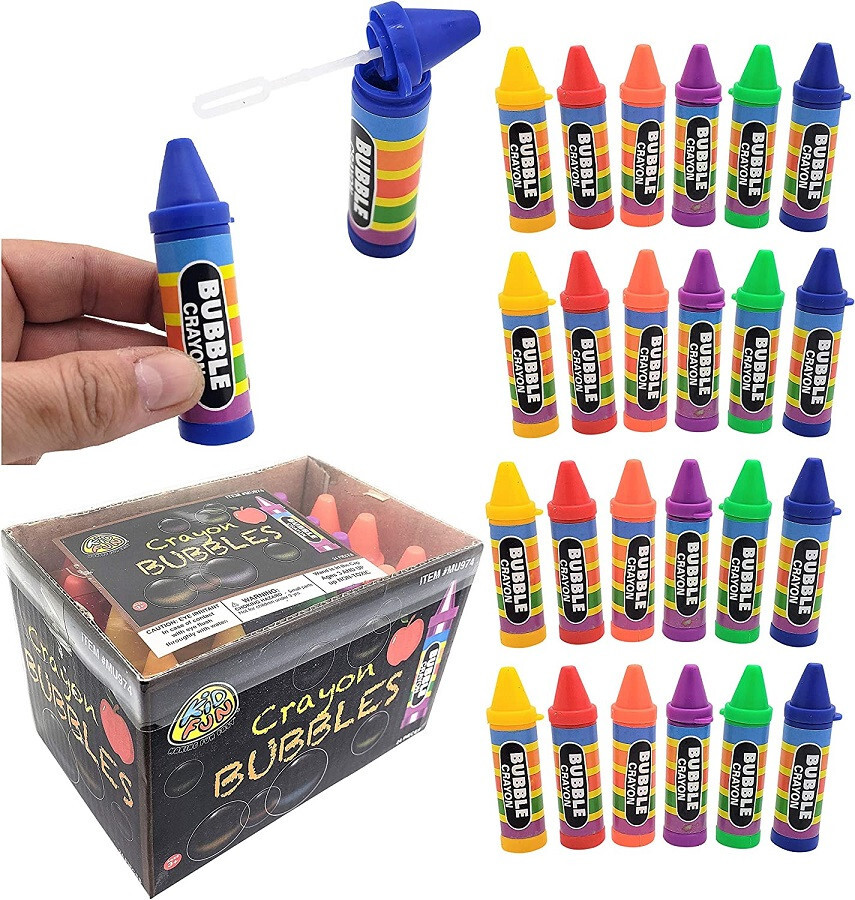 Colorful Crayon Shaped Bubble Bottles (24 Pack)