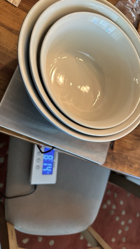 Ceramic Nesting Mixing Bowl Set 3 Blue And White Heavy Unbranded 10” Diameter