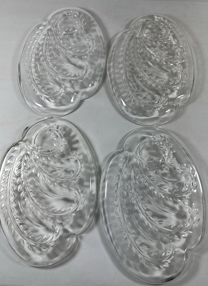 Plate 4pc Glass Appetizer Serving Plate Dip Holder Edge Kitchen Serving Platters