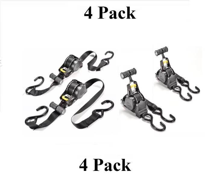 Retractable Ratchet Straps- (4 Pack) 1" x 10' 1200lb