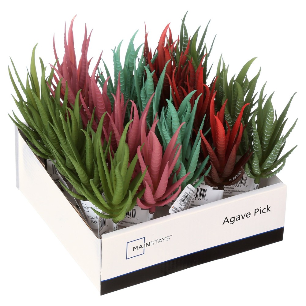 6.5" Artificial Agave Succulent Picks, Mixed Colors