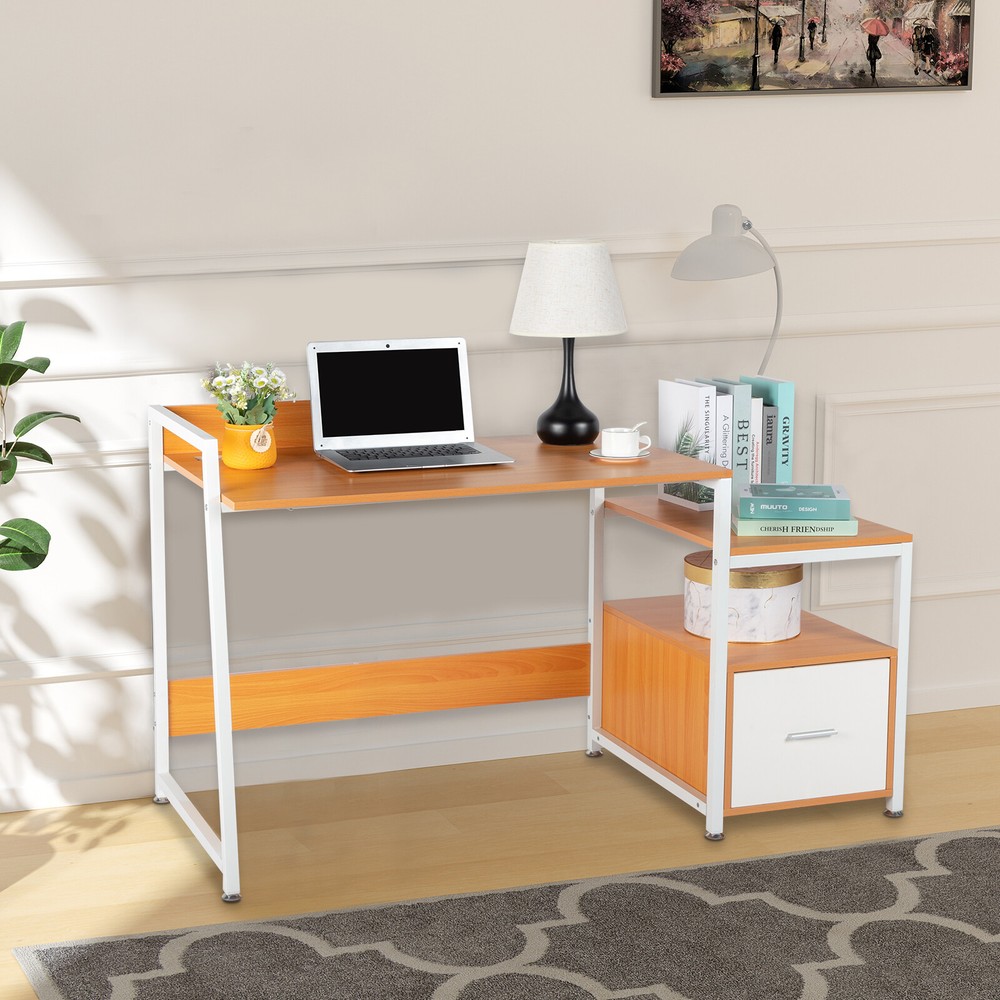 Triamine Particleboard White Iron Pipe Cabinet with Drawer Wireless Charging